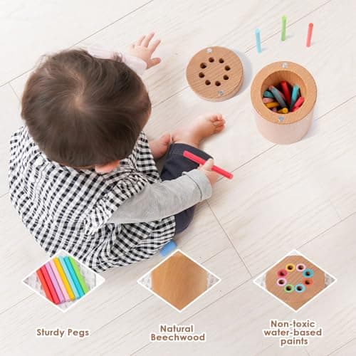 LunarCharm Montessori Jouet à partir de 1 à 2 ans, couleurs assorties, jouets de motricité, jouets sensoriels en bois, jouets pour bébé, jouets pour enfants à partir de 3 ans