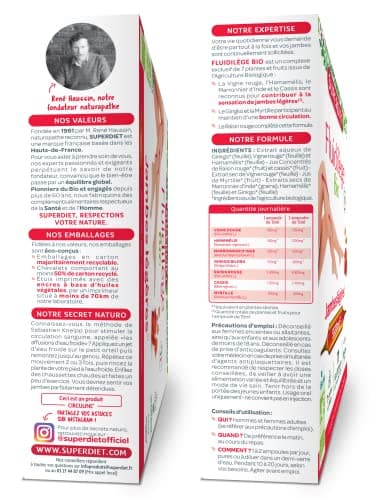 SuperDiet Fluidilège Bio Circulation tonifiée 20 ampoules de 15ml soit 300ml