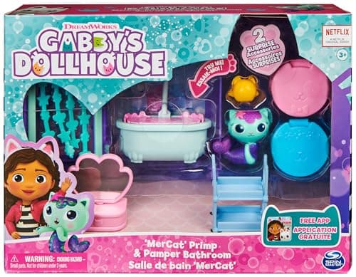 Gabby et la Maison Magique - Gabby Dollhouse - Playset La Salle De Bain Marine - 1 Figurine + Accessoires - Pièce Maison de Poupée - Dessin Animé Gabby Et La Maison Magique - Jouet Enfant 3 Ans et +