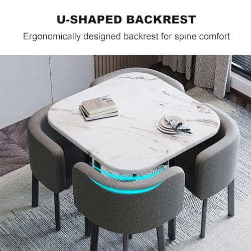 Ensemble de table à manger ronde/carrée avec chaises, table de conférence moderne et 4 chaises, combinaison table de réception et chaises, ensemble de table de cuisine en bois pour 4 personnes
