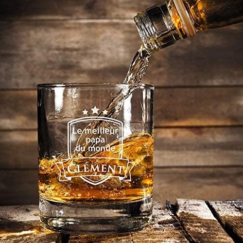AMAVEL Verre Tumbler Droit de Dégustation pour Whisky, Rhum, Cognac avec Gravure, Blason Personnalisé pour Papa, Prénom, 320 ML