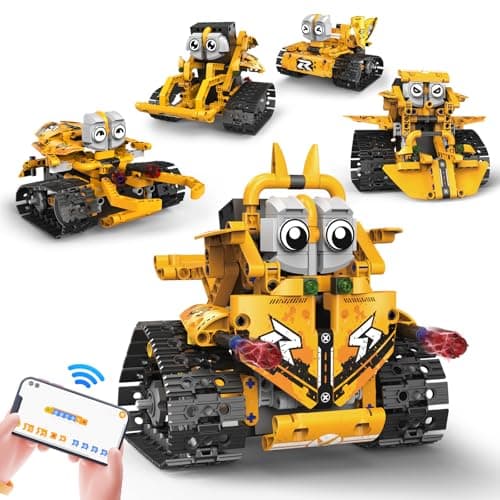 CUPCHID Robot Technic télécommandé pour Enfants, 5 en 1, Application et télécommande, Kits de Construction de Chars Technic Robot, 604 pièces, Cadeau d'anniversaire pour 8, 9, 10, 11, 12 Ans et Plus