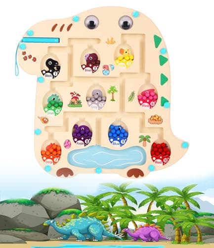 Bixury Labyrinthe Magnetique Jeux Enfant 3 Ans, Jeux Montessori Spielzeug 3 4 5 Ans en Bois pour Forme de Dinosaure Magnetspiel, Motricitépour garçons Filles Educatif Cadeau 3-7 Ans