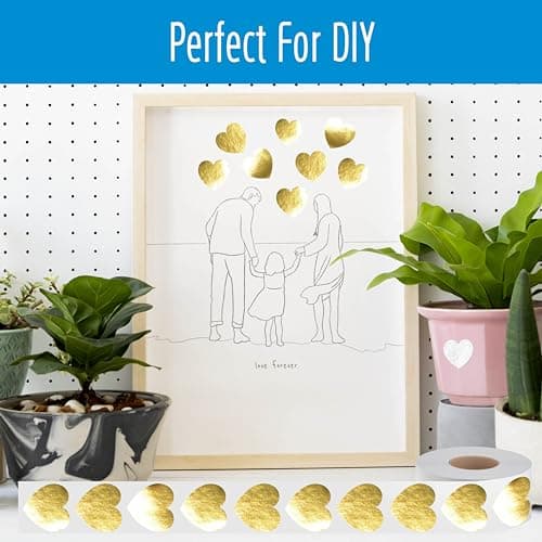 500 PCS Autocollants en forme de cœur doré, Autocollants métalliques dorés autoadhésifs imperméables et réfléchissants, Étiquettes décoratives d'amour pour les fournitures de la Saint-Valentin