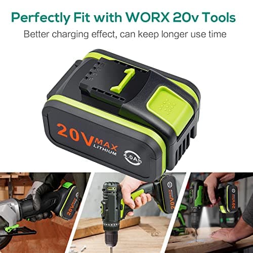 LabTEC Lot de 2 batteries de rechange 20 V 4000 mAh/4.0 Ah pour Worx 20 V WA3551, WA3551.1, WA3553, WA3553.2, WX372.1, WX80000 WX80000 WX3 WX3 WX80000 WX3 WX3 802 WXS. 678 WX550 WX523 WU531.9 WG894E