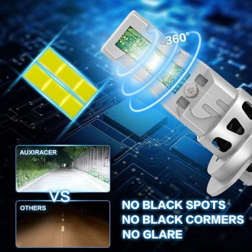 AUXIRACER h7 LED 30000LM, 120W 600% Lumière 6500K Blanc Anti Erreur Extrêmement Brillant Kit de Conversion h7 Phares, pour Rechange pour Lampes Halogènes et Xenons Auto (2 Set)
