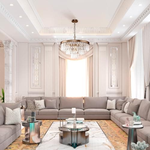 Lustre Suspension en cristal style moderne, grand, couleur laiton pour le salon ampoules excl. E14 x7 40W 230V