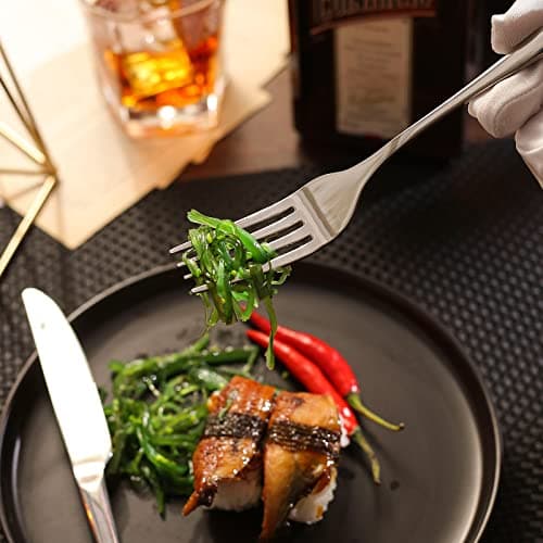 CAOPAOTI Ensemble couverts de table 24 pièces, Service de couvert acier inoxydable pour 6 personnes, Set ménagére avec steak couteau et fourchette cuillère, passe au lave-vaisselle et poli miroir
