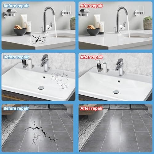 Kit de RéParation Carrelage Blanc, Kit de Réparation D'émail 100g, Kit de Réparation D'Évier en Céramique pour Les Rayures Trous Fissures, Kit de Réparation de Receveur de Douche