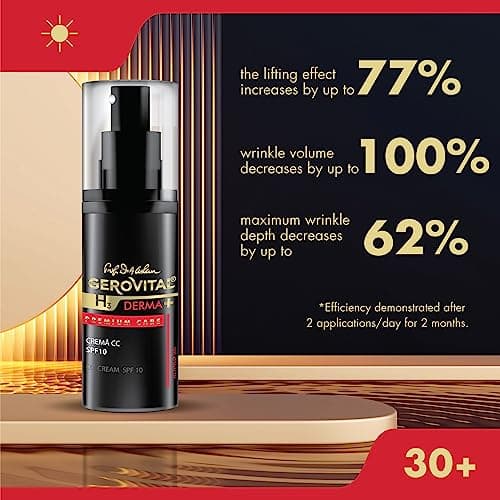 CC Crème avec FPS 10 pour le Visage, Teinte Moyenne Adaptable à la Peau, Hydrate, Couvre les Imperfections, Uniformise, 30 ml, Gerovital H3 Derma+ Premium Care