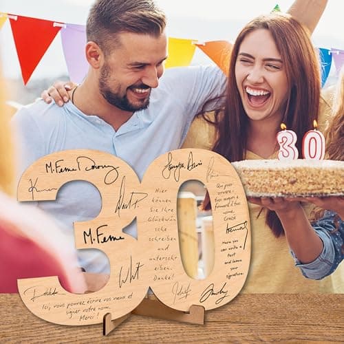 CUBIBOO ART Carte Anniversaire 30 Ans en Bois Avec support - Decoration Anniversaire 30 Ans Homme, Femme, Mariage