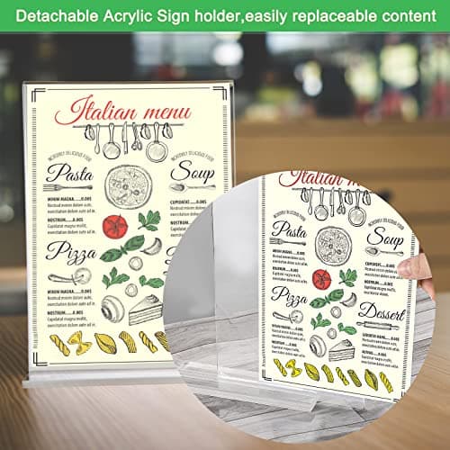 LALAGO 6 pièces Présentoir de table A4, Support acrylique de cartes de menu Présentoir de cartes postales, Présentoir de menus A5 Présentoir publicitaire pour restaurant, café, magasin, hôtel