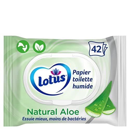 Lotus Papier Toilette Humide Natural Aloe - Sans colorant, ni parfum - Fibres FSC 100 % d’origine naturelle - 42 unités (Lot de 1)