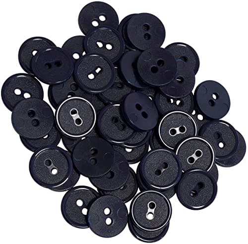 AERZETIX - C65544 - Lot de 50 Boutons à coudre ronds Ø15x2.2 mm avec bord à 2 trous L24 24L en plastique - couleur: bleu foncé - diamètre de l'ouverture 2 mm - mercerie couture vêtements