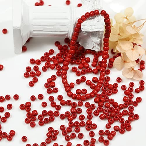 Bala&Fillic Perles de rocaille 4mm Rouge couleur 1200pcs/100Grammes, perles de verre 6/0 pour la fabrication de bracelets et de colliers (Rouge)