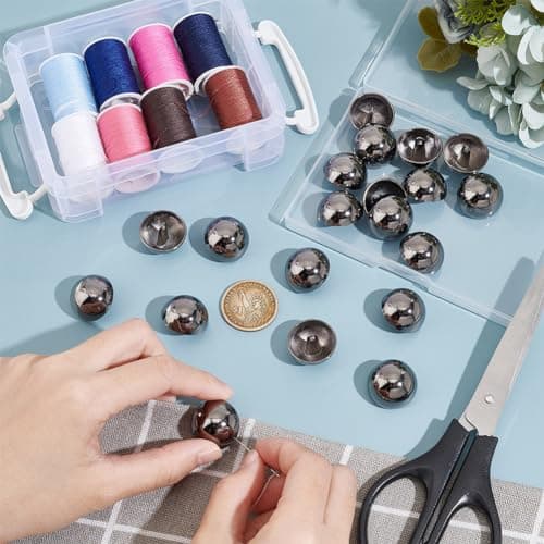 UNICRAFTALE 20 pièces Boutons à Tige en Alliage à 1 trous Boutons à Tige Demi-Ronde Boutons à Tige en Dôme Noir Boutons de Couture Métal pour Hommes Femmes Boutons de Vêtements pour Bricolage