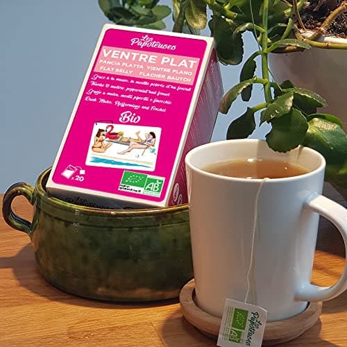 LES PAPOTEUSES | Infusion bio ventre plat grâce à la mauve, la menthe poivrée et au fenouil | 60 infusettes | Coffret infusion de 3 boîtes de 20 sachets | Certifié biologique