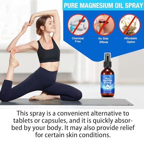 Huile de Magnésium Spray 60ml, 100% Naturelle et Pur Magnesium Oil Spray Sleep, Huile de Magnesium Organique en Spray pour le Sommeil, Sport, Massage, Relaxation Musculaire