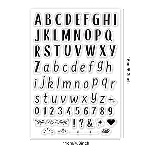 PandaHall Lettre Tampons Transparents Alphabets AZ Tampons Transparents Nombre Tampon en Silicone Tampon en Caoutchouc pour la Fabrication de Cartes de Vacances Journaling Album Photo Scrapbooking