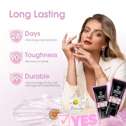 ROSALIND Gel pour Extension d’ongle 60ml, Puce Gel Construction Ongle UV, Poligel à Ongle Gel Nail Art pour les débutant, Professionnel et Salon de Manucure, Cadeau Pour les Amateurs