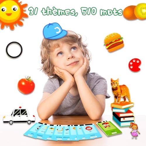 510 Mots Carte Flash Parlante Français, Jouer Enfants 2 Ans pour Enfants de 2 à 6 Ans, Cartes éducatives pour Enfants Cadeaux d'anniversaire Vert (Français/Anglais/Bilingue)