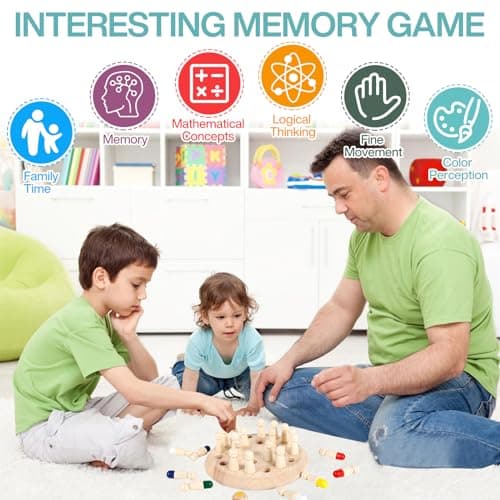 ZLPBAO Memory Chess Jeux Educatif 3 Ans, Méliorent la Mémoire et La Cognition des Couleurs,Jeu Montessori 3 Ans en Bois, Chess Board pour Enfants Adultes Fête Voyage