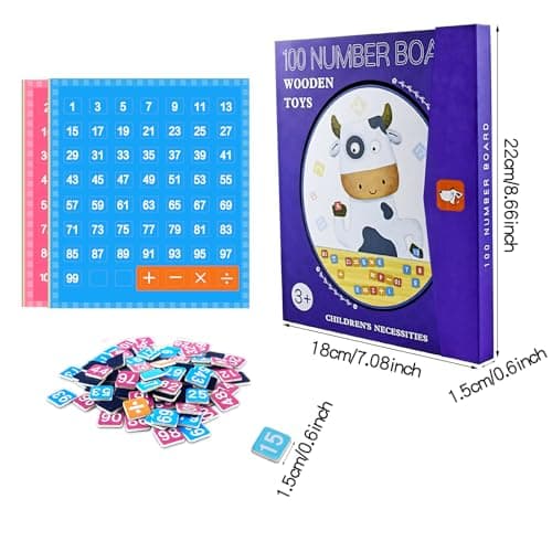 HNBTX Jeux Multiplication,Apprendre a Compter,Enfant Jeux Educatif,Jeu Educatif de Chiffres Magnétiques en Bois, Montessori Math pour pour 3+Ans.