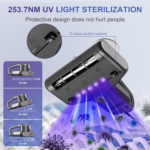 Solayce Aspirateur Anti-acariens pour Matelas, 16 KPA avec lumière UV 500 W, Forte Puissance d'aspiration avec Fonction air Chaud, ultrasons, élimine 99,9% des bactéries, allergènes et acariens