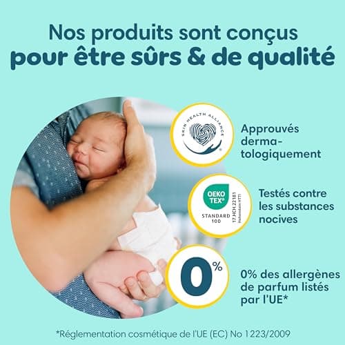 Pampers Premium Protection Taille 1, x112 Couches, 2kg-5kg, Double Protection pour la peau et contre les fuites + 10 Lingettes Harmonie Aqua Gratuites