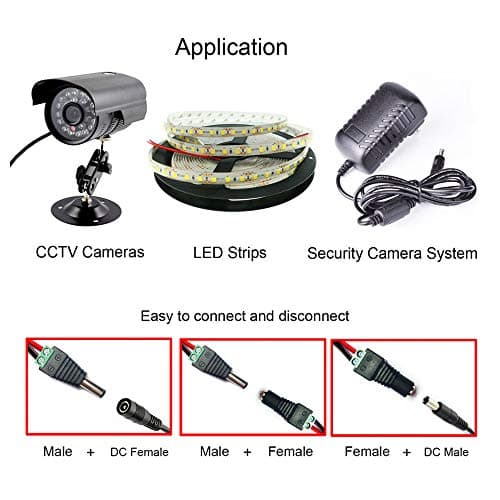 Aiqeer 25 Paires 12V / 24V DC Mâle Femelle Connecteurs Set, 5.5 X 2.1 mm DC Alimentation Fiche Prise Adaptateur Vis Borne Connecteur, pour CCTV Caméra LED Bande (Vert)