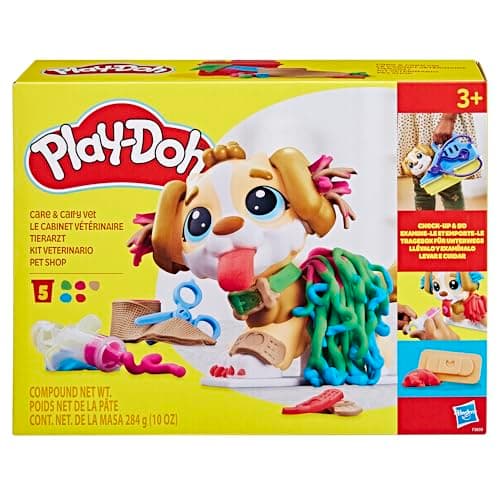 Play-Doh Coffret Le Cabinet Vétérinaire, Mallette Transportable avec Chien, 10 Outils et 5 Pots de Pâte à Modeler Atoxique, Jouet Créatif pour Enfants dès 3 Ans