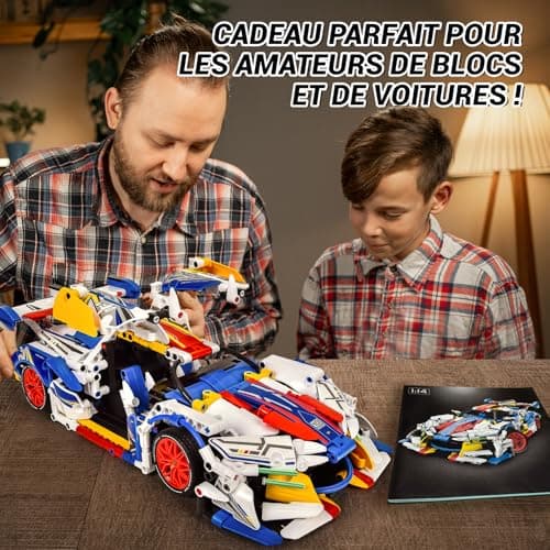 Joellfuner Set di Construction de Voiture de Sport, 1311 Pièces Modèle de Voiture de Course, 1:14 Blocs de Construction de Voiture de Course, Kit de Jouets de Construction Cadeau pour 14 ans e Adultes