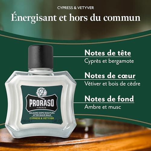 Proraso | Baume après-rasage Cypress & Vetyver (flacon de 100 ml) – Baume régénérateur et nourrissant pour la peau après le rasage – Fabriqué en Italie