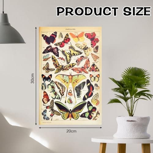 CODIRATO 9 PCS Affiche Botanique Vintage Papillon Poster Rétro Insecte Oiseaux Affiche Esthétique Fleurs Plante Poster Set 30x20cm Fruits Légumes Poster pour Art Mural Déco