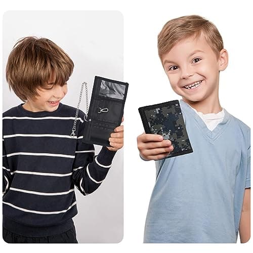 Portefeuille Ado,Portefeuille Scratch Militaire,Porte Monnaie Enfant Portefeuille avec Chaine Motif Camouflage Pliable Portefeuille Enfant Garcon,Homme Portefeuille de Sport pour Billet,Carte,Identité