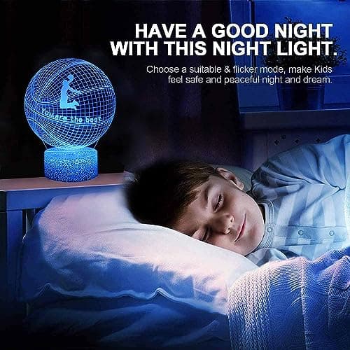 INTUPGD NTUPGD Basketball Veilleuse pour enfants, Veilleuse basket ball 3D Lampe 16 Couleurs Changeantes à intensité variable, Cadeau d'anniversaire et Décoration De Fête Lampe 3D