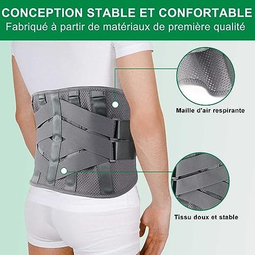 HONGJING Ceinture dorsale chauffante pour le soulagement des douleurs lombaires, ceinture dorsale chauffante alimentée par batterie pour la sciatique et la scoliose (M)