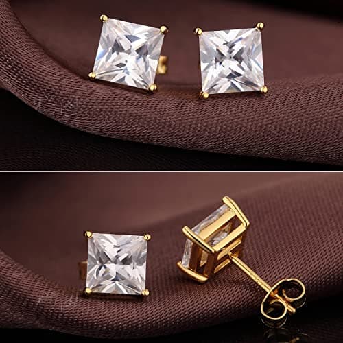 Boucles d'oreilles Argent 925 pour Femme Or Plaquée Or 18 Carats Petites Clou d'Oreilles Mini Boucles d'Oreilles pour Plusieurs Piercings Oreille Cartilage 7mm