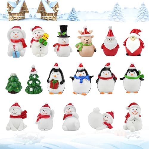 LPAMABA 17 PCS Figurines de Décoration de Noël Figurine Noël Miniature Figurine Noel Resine Noël Miniature Ornament Kits Noel Miniature Ornament Sapin Décoration de Noël Miniature