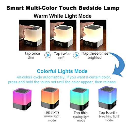 Enceinte Bluetooth Portable Enceintes Reveil Enfant Lumineux, Lampe de Chevet Chambre Veilleuses avec 48 Couleur pour Enfants Decoration Ado Chambre Salon, Idée Cadeau pour Femme Fille Homme Garcon