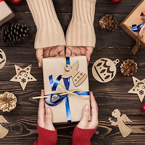 TAIYOU 20pcs Decoration Sapin Noel en Bois Bois Arbre de Noël Ornements DIY Décorations de Noël en Bois Décorations Noël Sapin Accessoires pour Étiquette Cadeau Décoration Noël Maison 4 Modèles