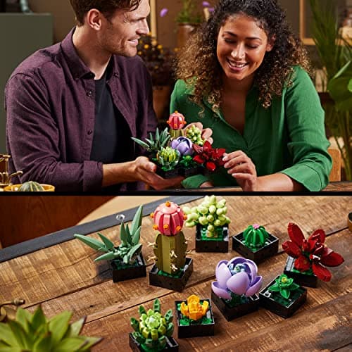 LEGO 10309 Icons Les Succulentes: Plantes Artificielles, Décoration de Maison, Collection Botanique, 9 Petites Plantes, Idéal pour Intérieur, Modèle de Plantes pour Adultes