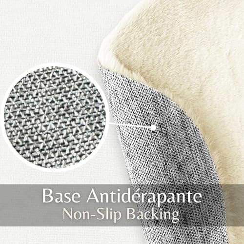 Teppich Wölkchen Tapis Moelleux en Fausse Fourrure - Fourrure De Lapin, Fourrure Courte, Tapis À Poils Longs pour Salon Ou Chambre À Coucher - Beige - 30cm Rond
