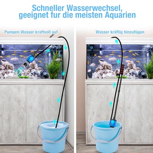 Mucek Piston Aquarium Électrique 30W Aquarium Nettoyant Galets sous Vide avec Soufflet - Kit d'aspiration d'Aquarium pour Changement d'eau, Nettoyage du Sable, Enlèvement de la saleté avec Tige