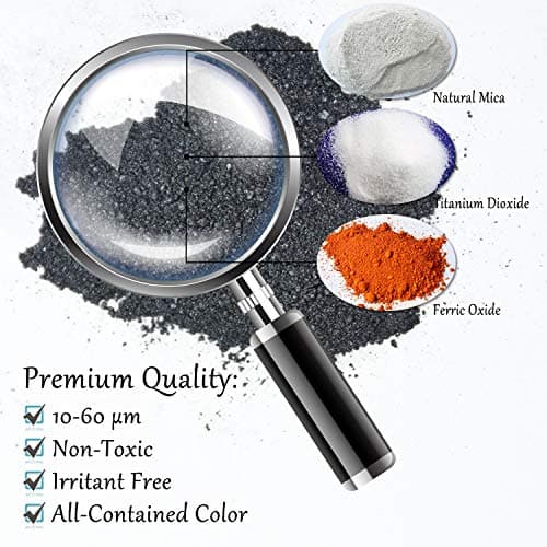 Colorant résine époxy - 60g Poudre Mica Naturel métallique pour Epoxy Resin, Savon - Pigment résine époxy Qualité Cosmétique pour Maquillage, Peinture, Poudre pour Ongles, Bombe de Bain (Noir)