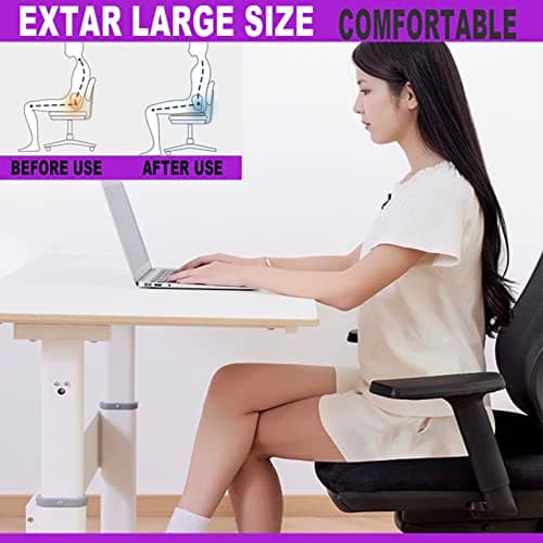 Yuwe Coussin de siège Extra-Large, Coussin en Mousse à mémoire de Forme, Coussin de Bureau, Ergonomique, Coussin de siège pour Voiture, Coussin de soulagement des douleurs sciatiques
