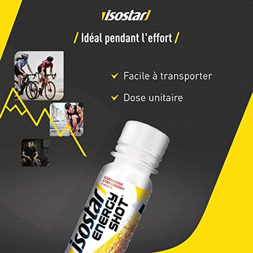 Isostar - Energy Shot Fraise & Grenadine - Boost Énergétique avec Caféine et Source de Glucides - Format 60 ml - 195696 Taille unique
