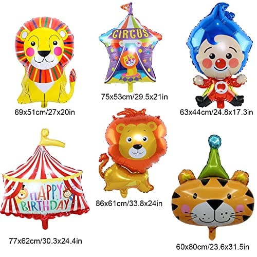 ZOOMPIL Ballons géants animaux de cirque, 12pcs Ballon pour clown, Ballons de fête de clown d'anniversaire pour carnaval cirque anniversaire fête d'halloween faveurs Anniversaire