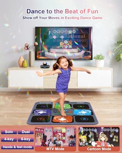 Acelufly Tapis de Danse pour TV avec caméra, Tapis de Jeu antidérapant avec 2 poignées sans Fil et Boule Disco colorée, Jeu de Tapis de Danse pour Enfants et Adultes, Cadeau pour garçons et Filles