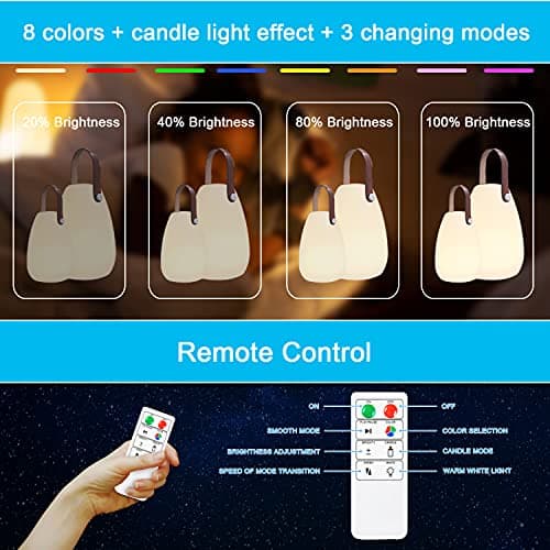 MALUX Lampe de table LED extérieur 2 pièces avec Télécommande Blanc chaud 8 couleurs Intensité variable Lampe de Table sans fil étanche IP44 Décoration idéale pour votre maison et jardin (Cuir)